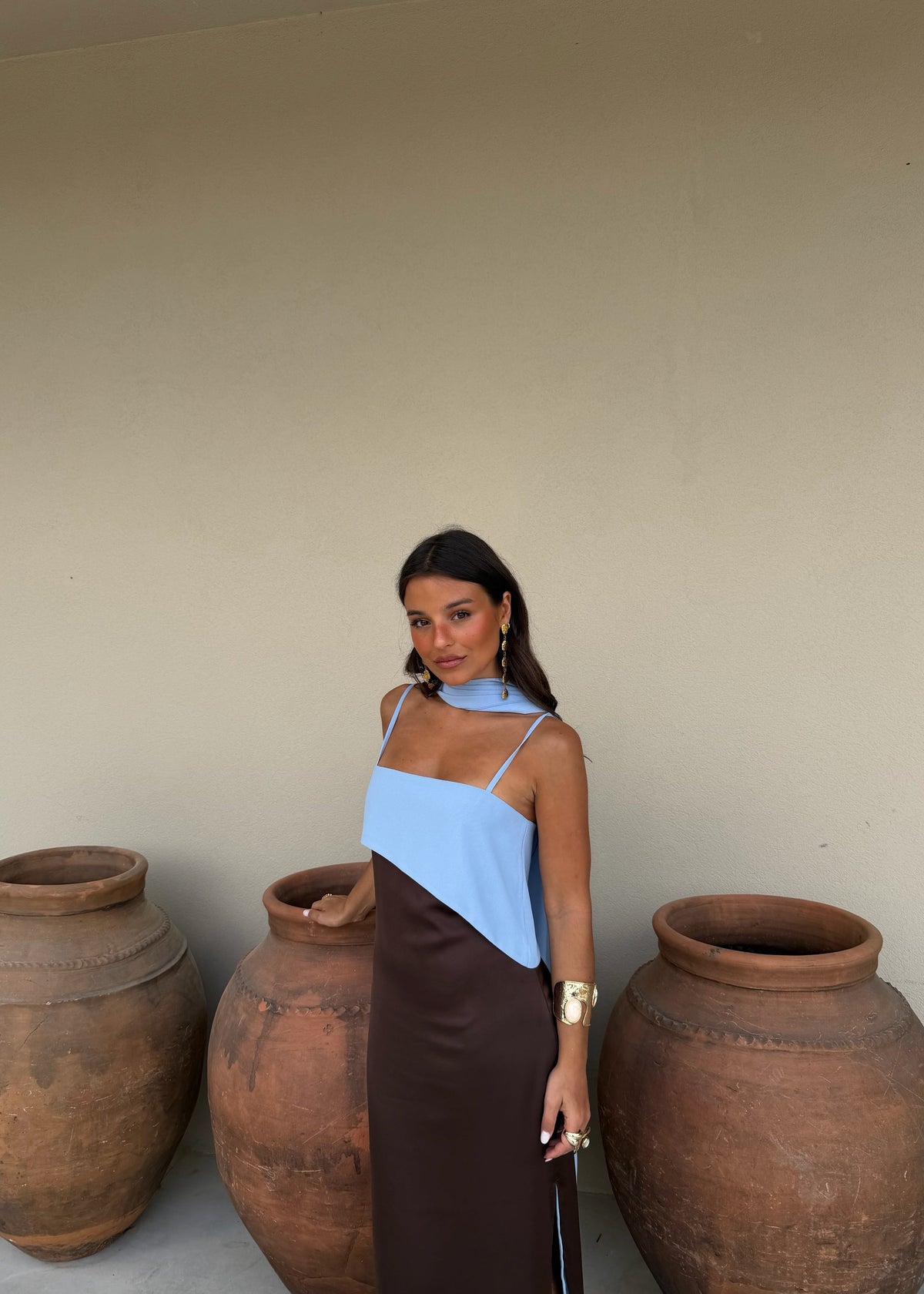 Joanna - Vestido Marrón y Azul