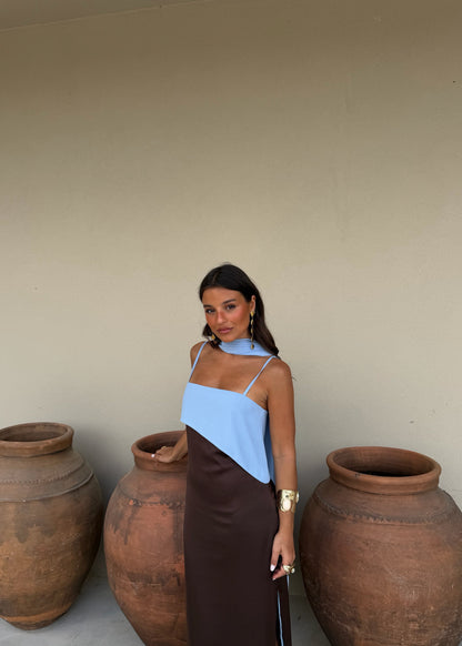 Joanna - Vestido Marrón y Azul