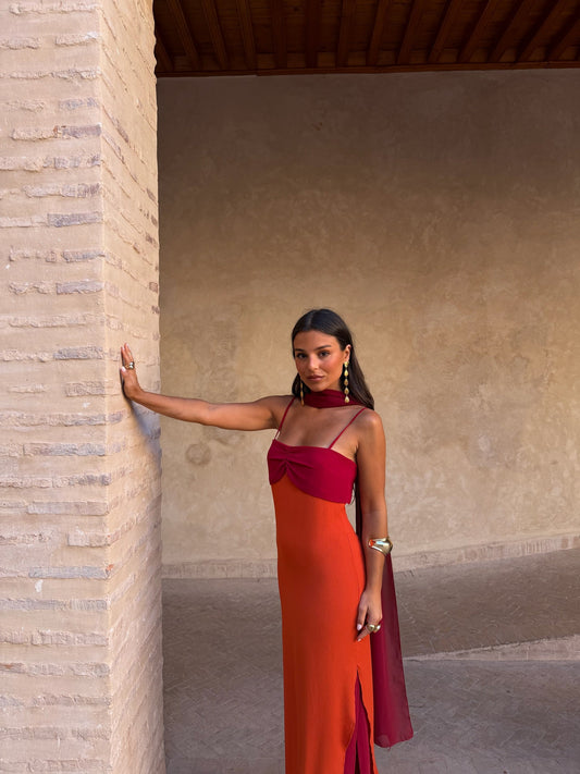 Zahara - Vestido Naranja y Rojo