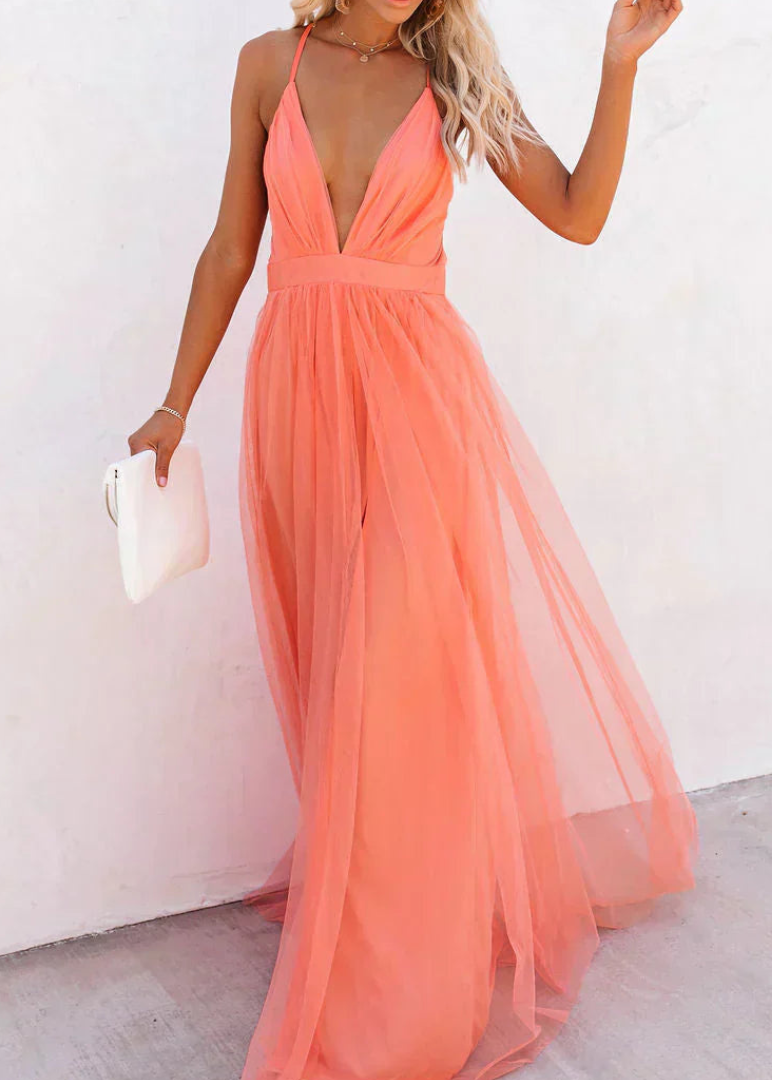 Ginebra | Maxi Vestido Luz Coral