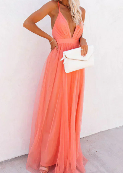 Ginebra | Maxi Vestido Luz Coral