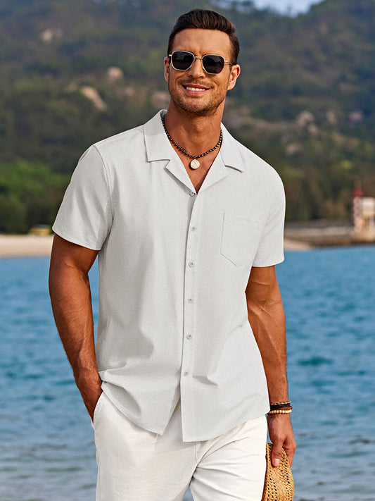 Jose - Camisa de manga corta clásica casual con bolsillo