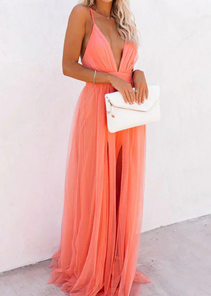 Ginebra | Maxi Vestido Luz Coral