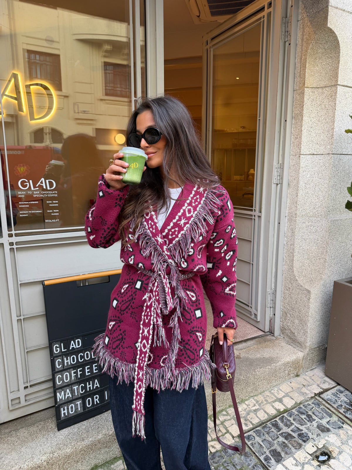 Bandana Long Jacket in Burgundy