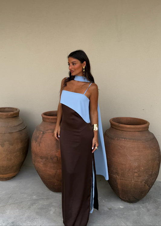 Joanna - Vestido Marrón y Azul