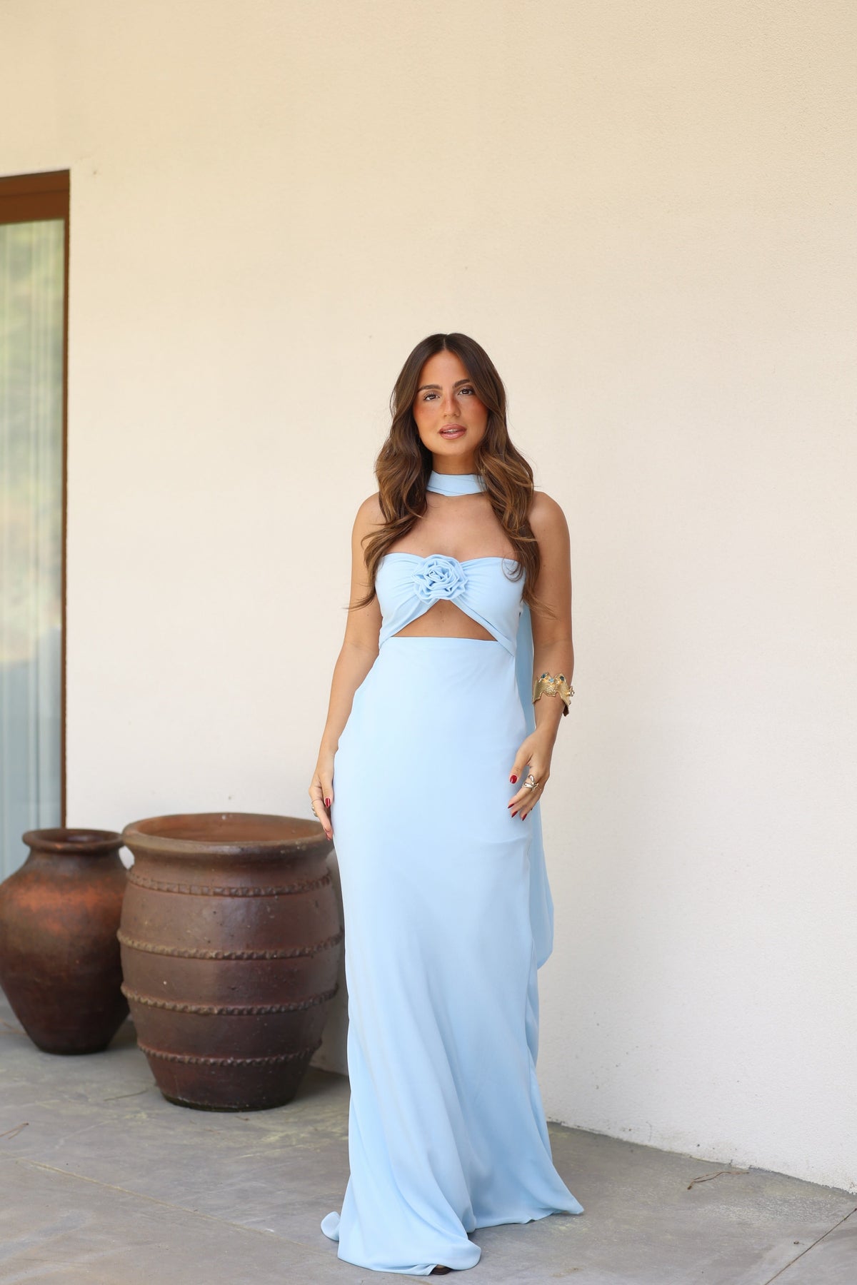 Sky Blue with Flower Dress