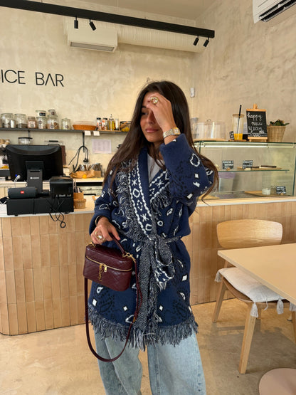 Bandana Long Jacket in Blue