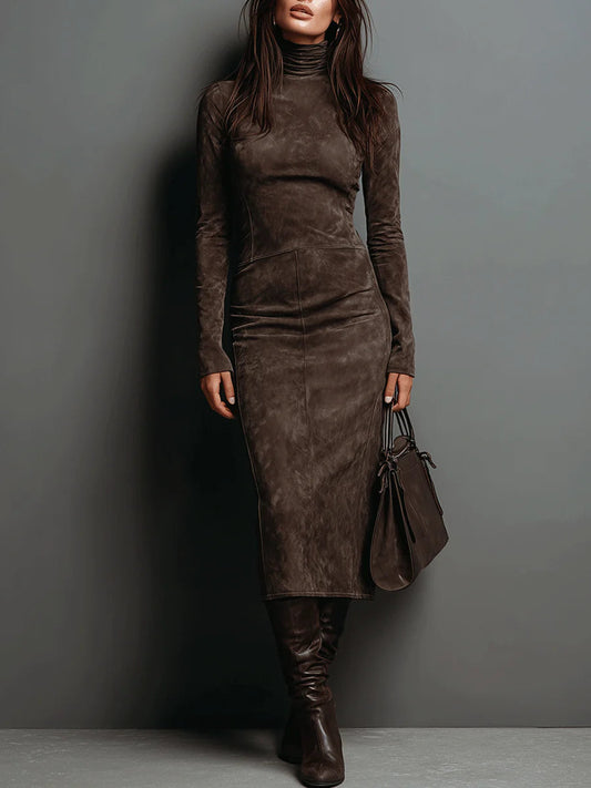 Lorena | Vestido midi largo marrón