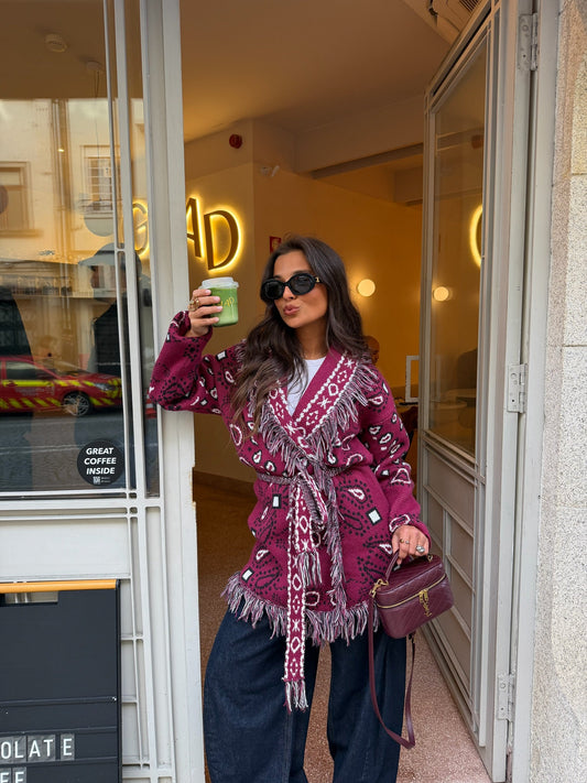 Bandana Long Jacket in Burgundy
