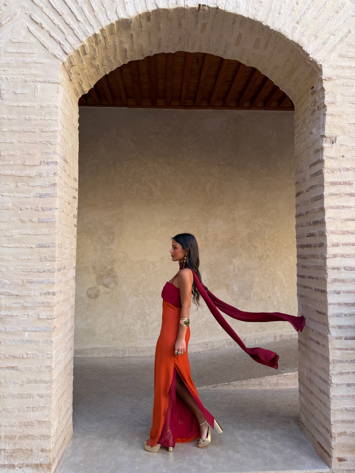 Zahara - Vestido Naranja y Rojo