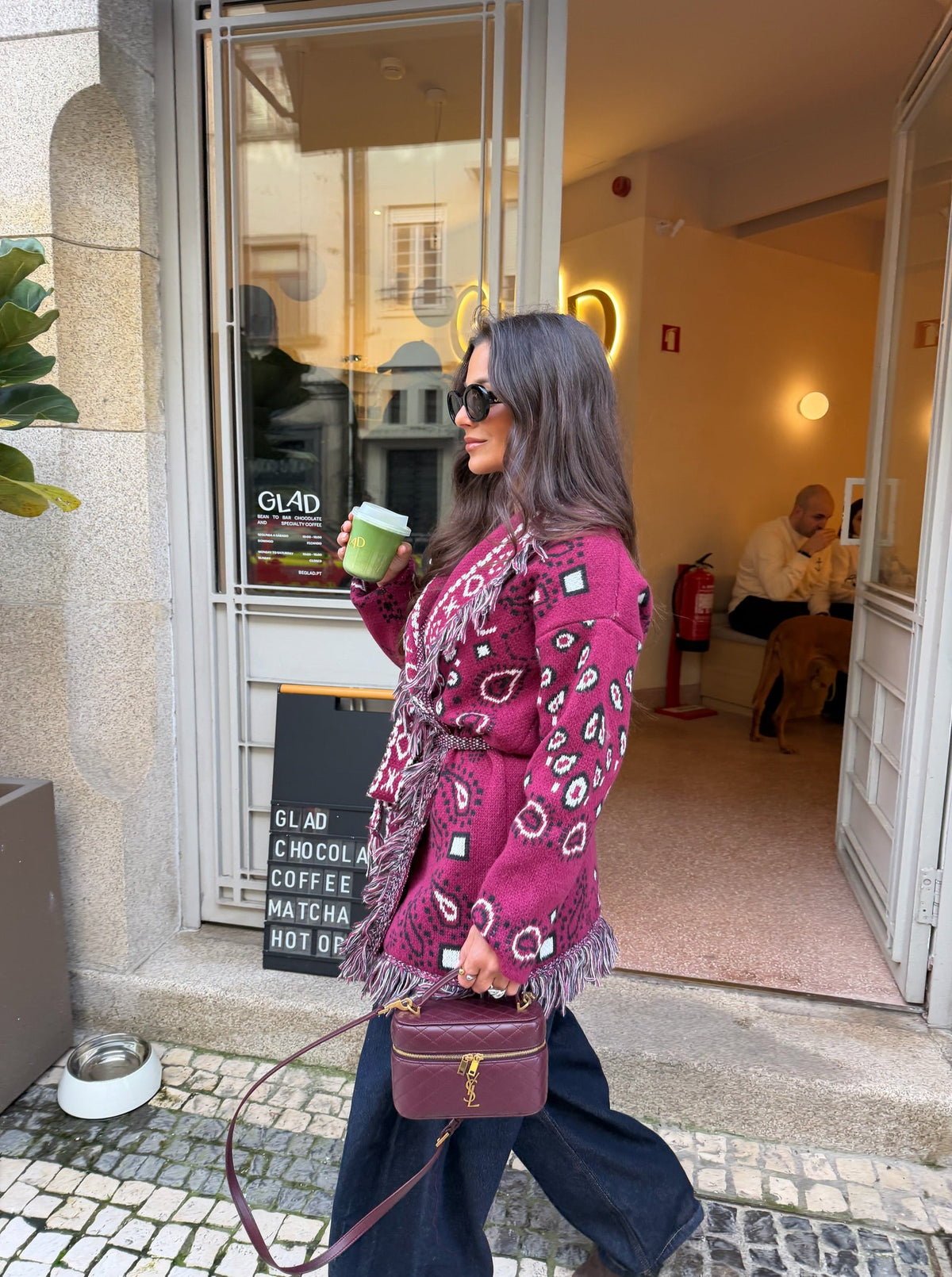 Bandana Long Jacket in Burgundy