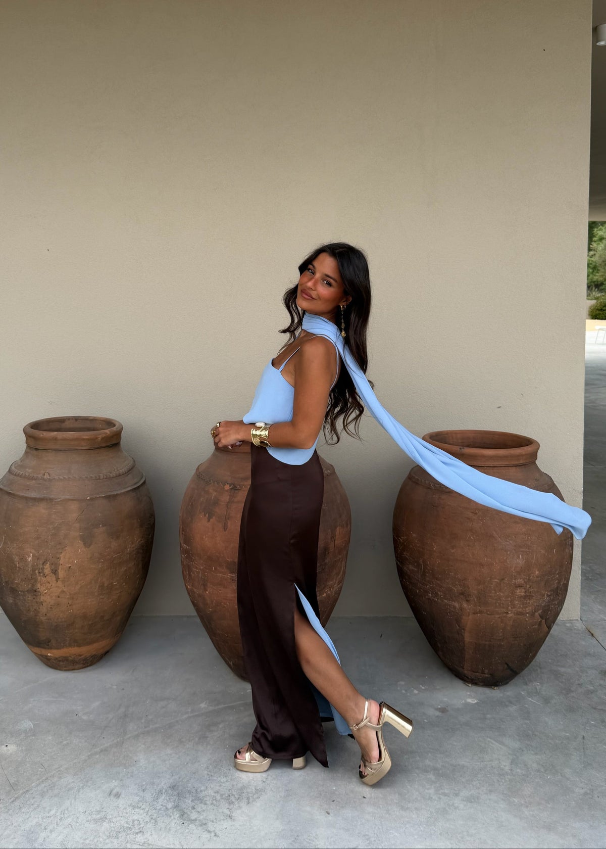 Joanna - Vestido Marrón y Azul
