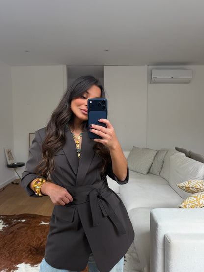 Must-have Belted Blazer in Chocolate