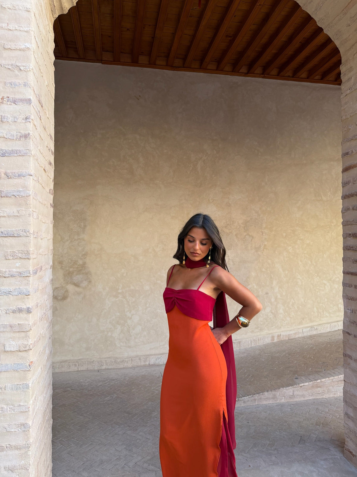Zahara - Vestido Naranja y Rojo