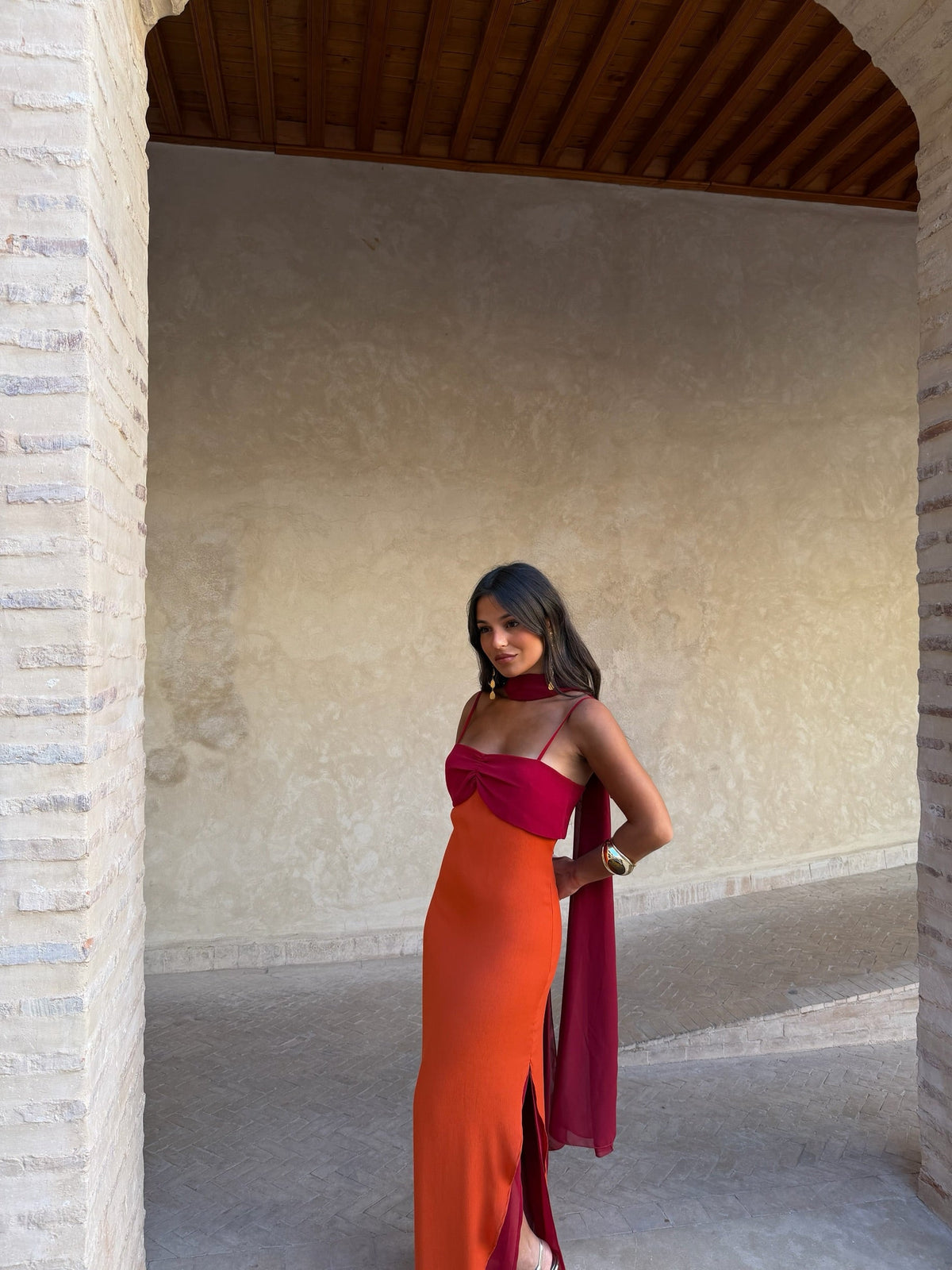 Zahara - Vestido Naranja y Rojo
