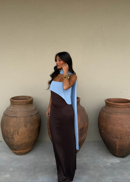 Joanna - Vestido Marrón y Azul