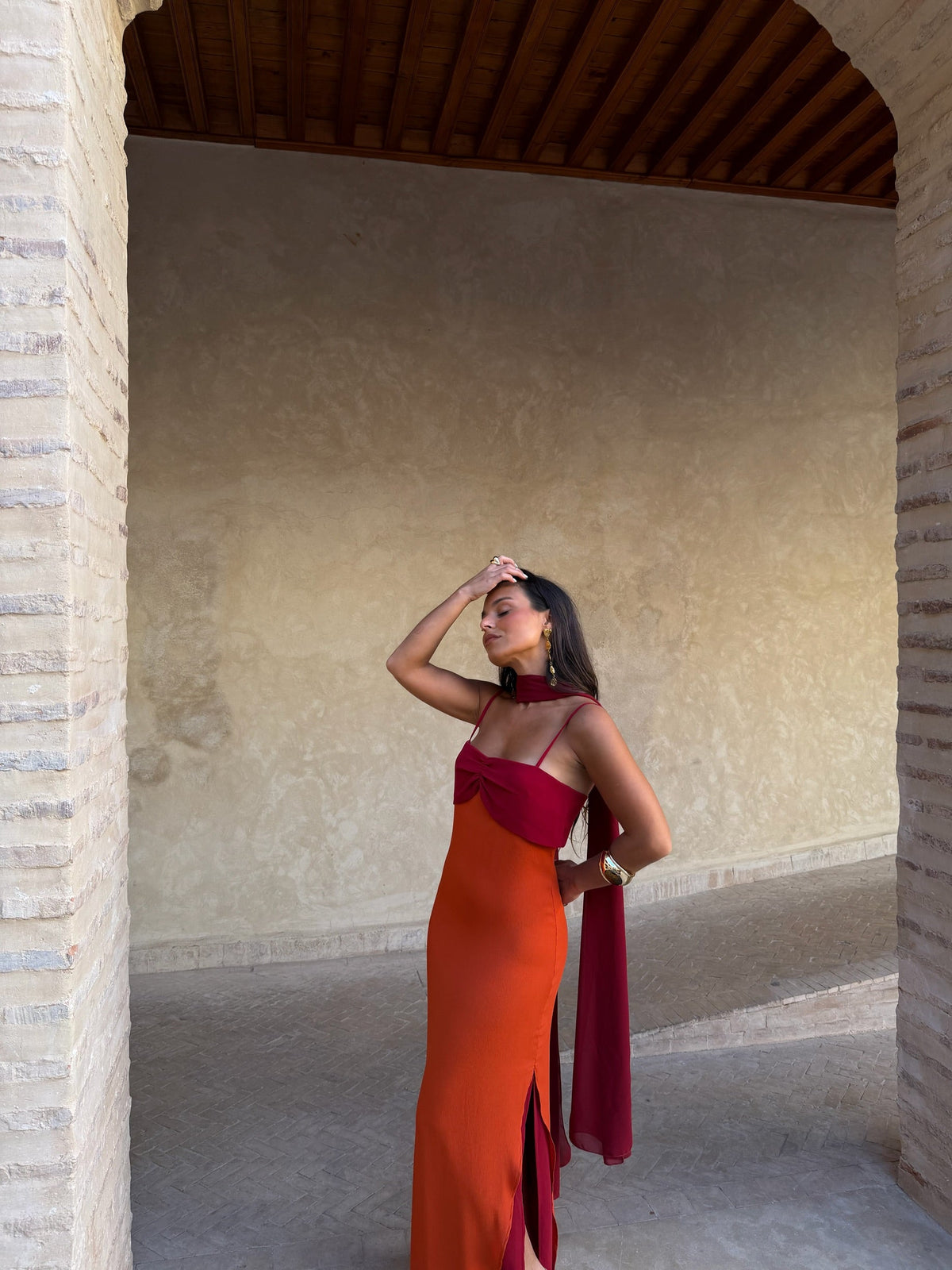 Zahara - Vestido Naranja y Rojo