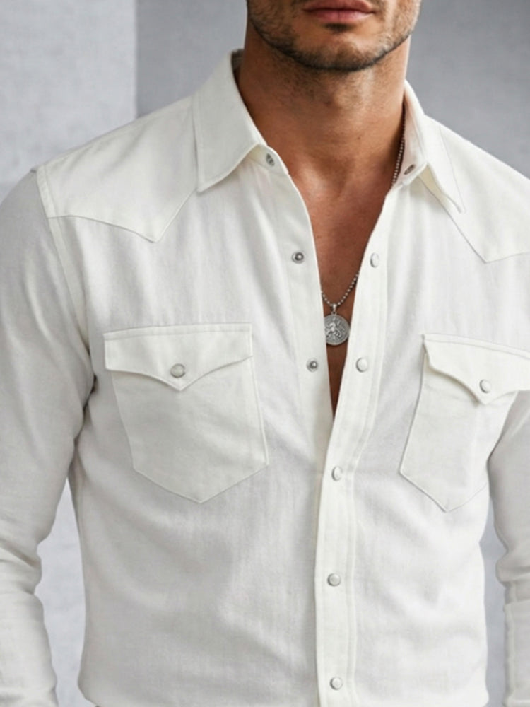Classic Pockets Cotton Linen Blend Shirt