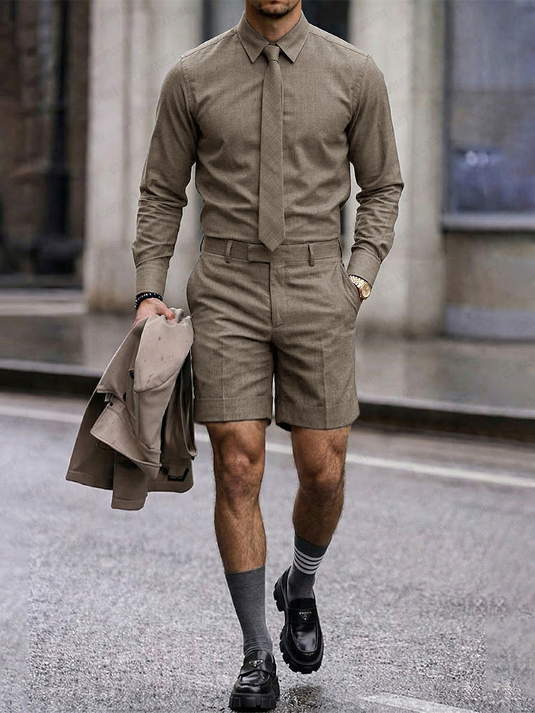 Smart Casual Shirts and Shorts Set with Tie
