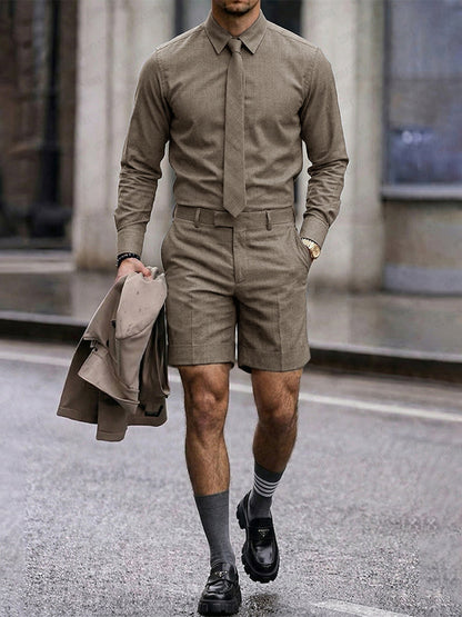 Smart Casual Shirts and Shorts Set with Tie