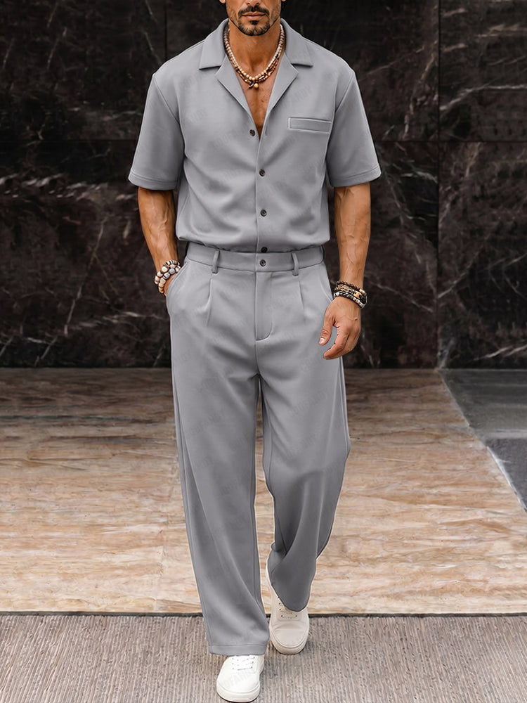 Smart Casual Suit Shirt and Pants Set