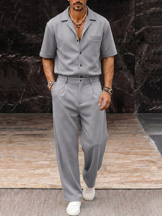Smart Casual Suit Shirt and Pants Set