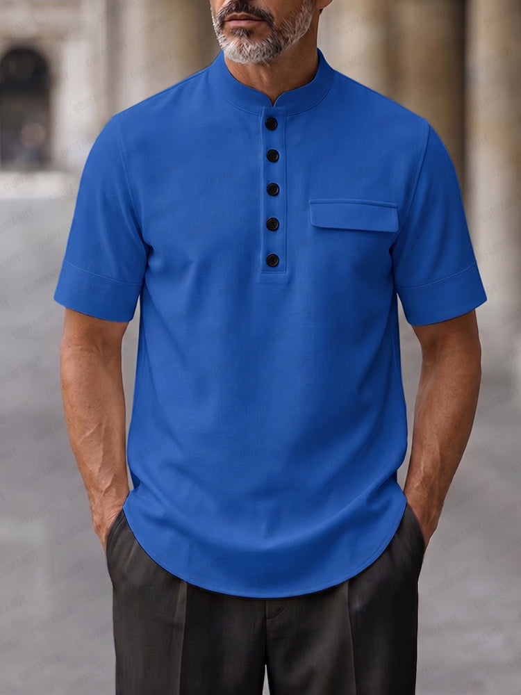 Modern Casual Soft Touch Fabric Henley Shirt