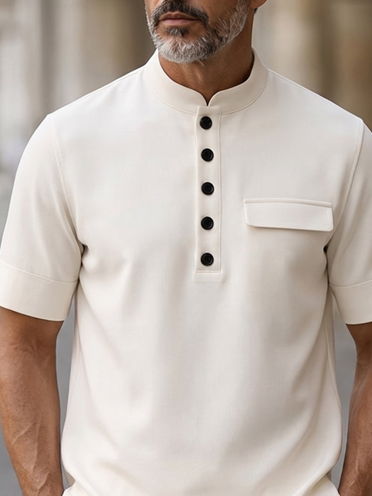 Modern Casual Soft Touch Fabric Henley Shirt