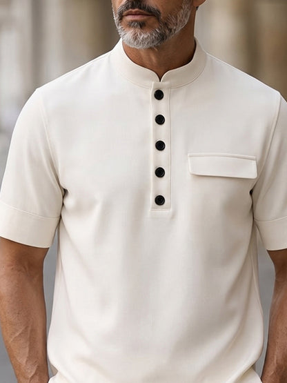 Modern Casual Soft Touch Fabric Henley Shirt