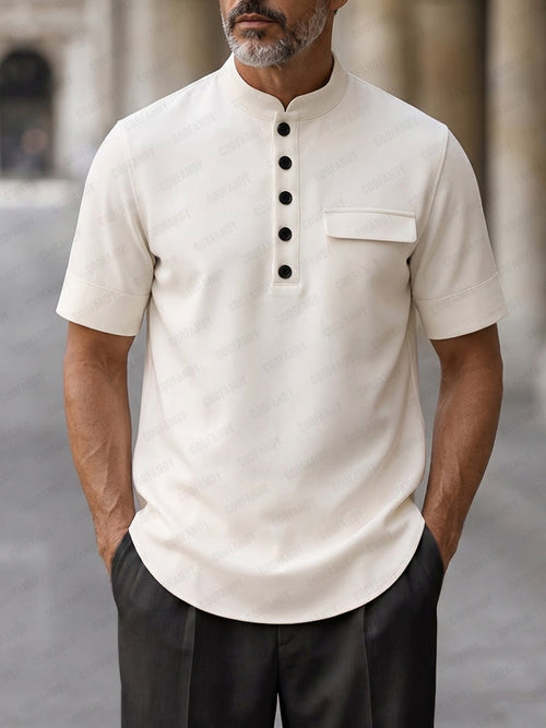 Modern Casual Soft Touch Fabric Henley Shirt