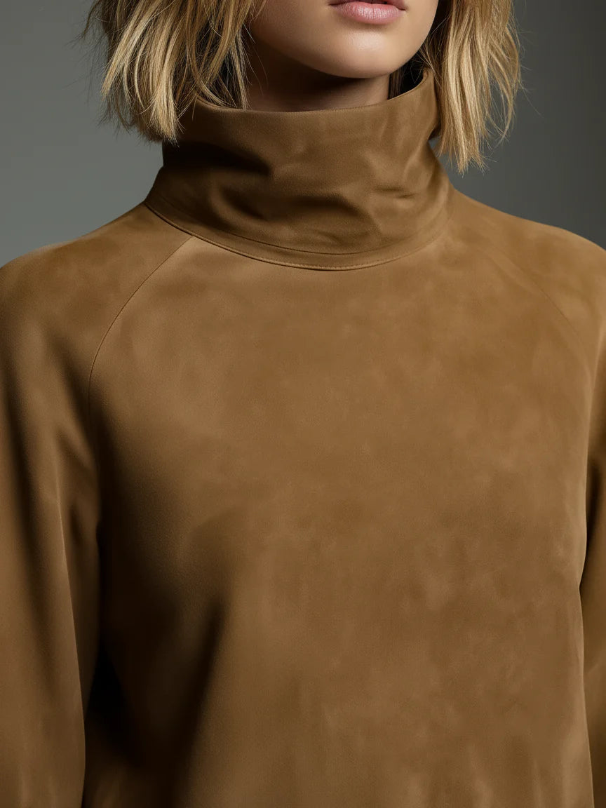 Buy | Minivestido oversize de gamuza con cuello alto