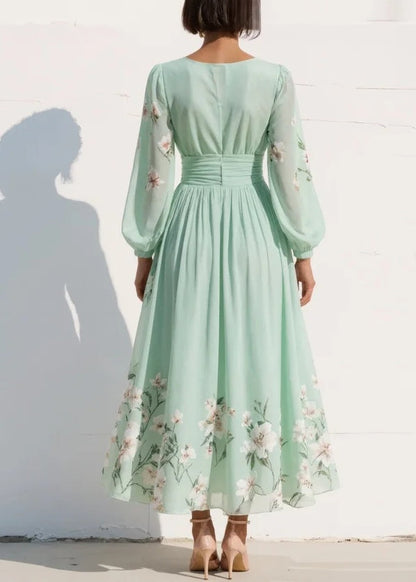 Gisela | Vestido midi verde claro floral