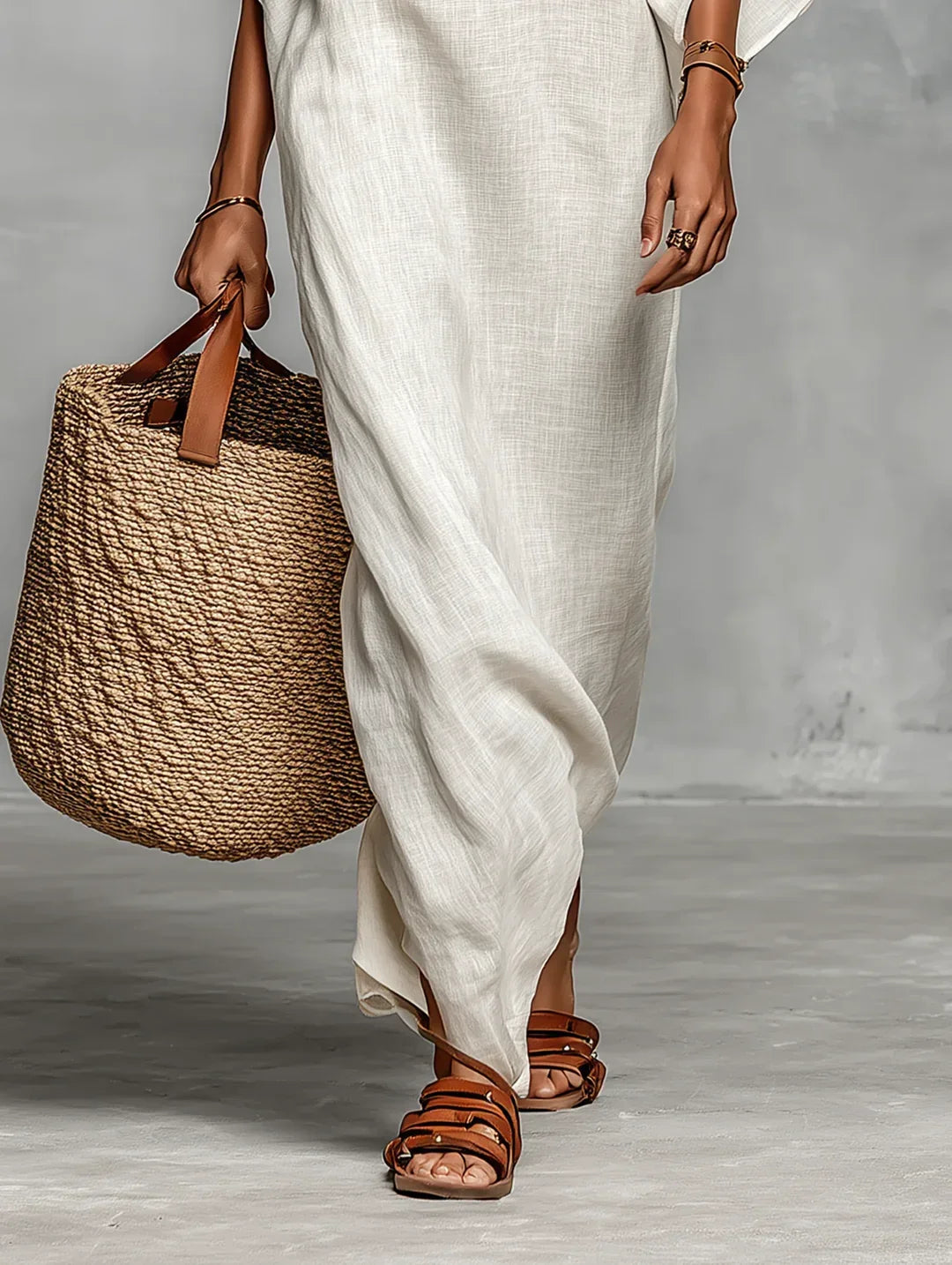 Naiara - Vestido Maxi con Hombros Descubiertos y Mangas Murciélago