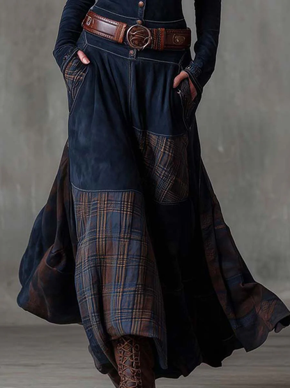 Elisa | Vestido maxi de gamuza con cinturón