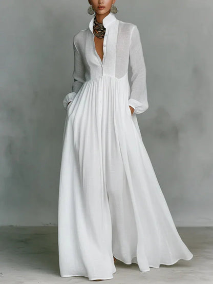 Alma - Vestido Maxi Atemporal con Cuello Elegante
