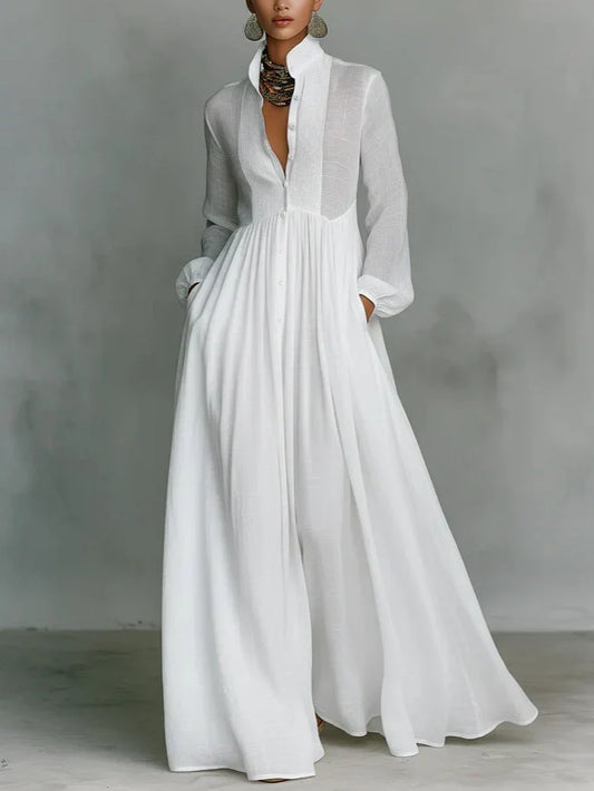 Alma - Vestido Maxi Atemporal con Cuello Elegante