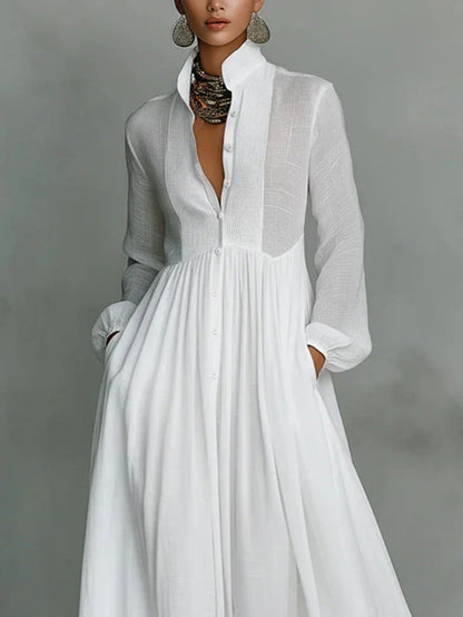 Alma - Vestido Maxi Atemporal con Cuello Elegante