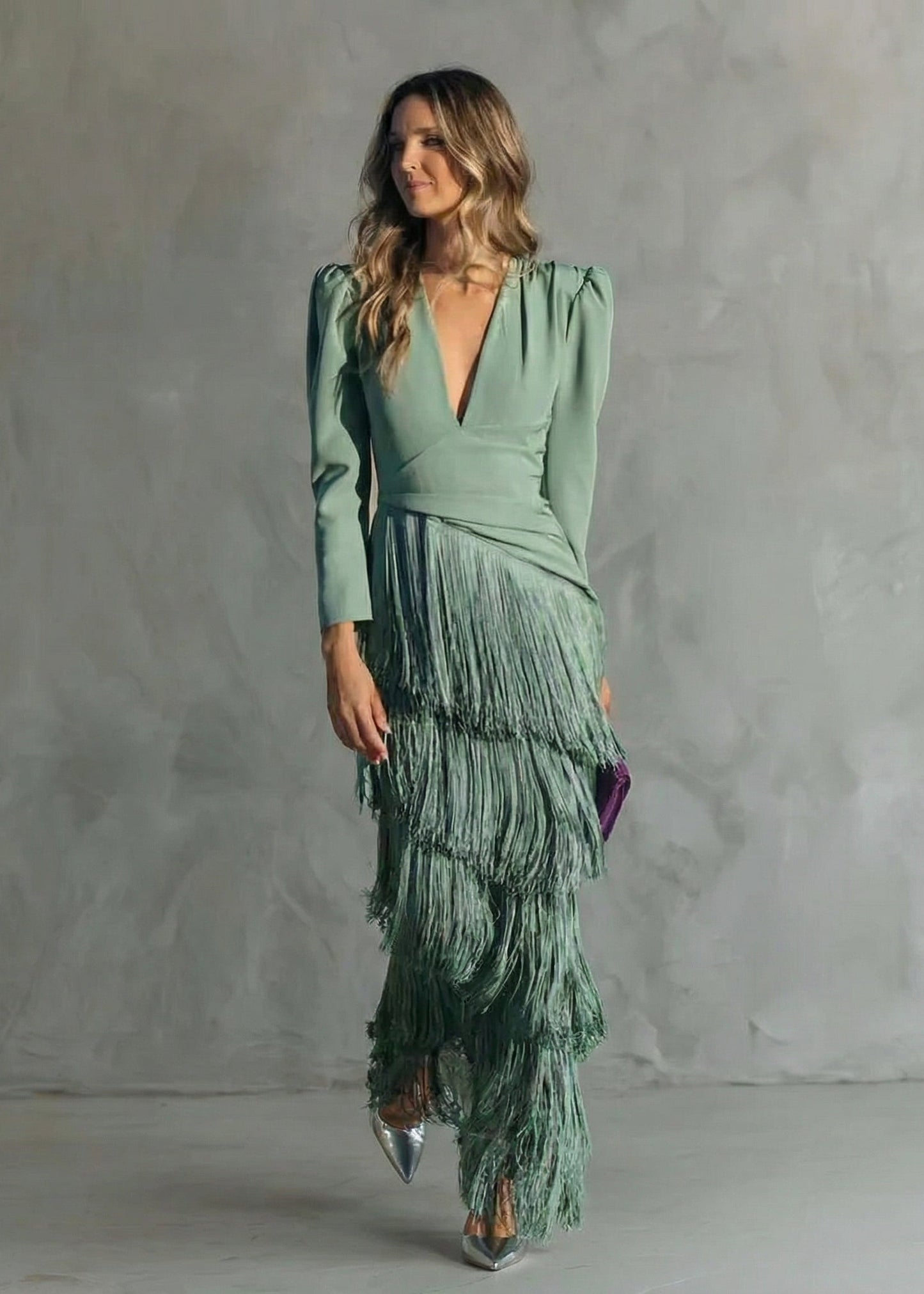 Chiara | Vestido Elegante con Mangas de Flecos