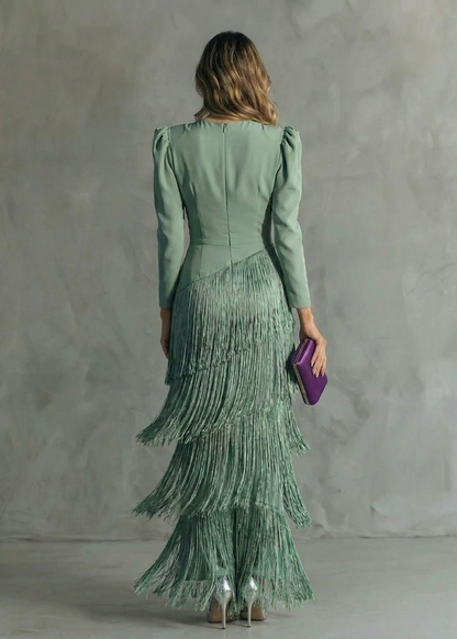 Chiara | Vestido Elegante con Mangas de Flecos
