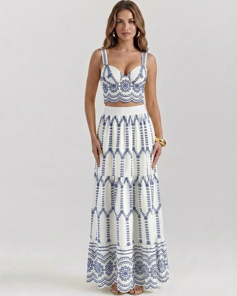 Victoria - Conjunto falda estampada con cordón