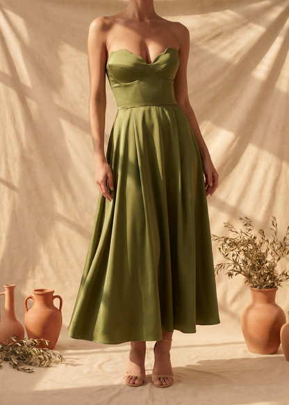 Nora | Vestido Midi Elegante Sin Tirantes