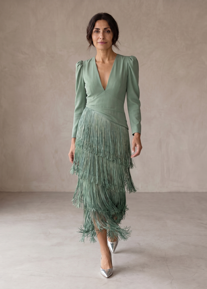 Chiara | Vestido Elegante con Mangas de Flecos