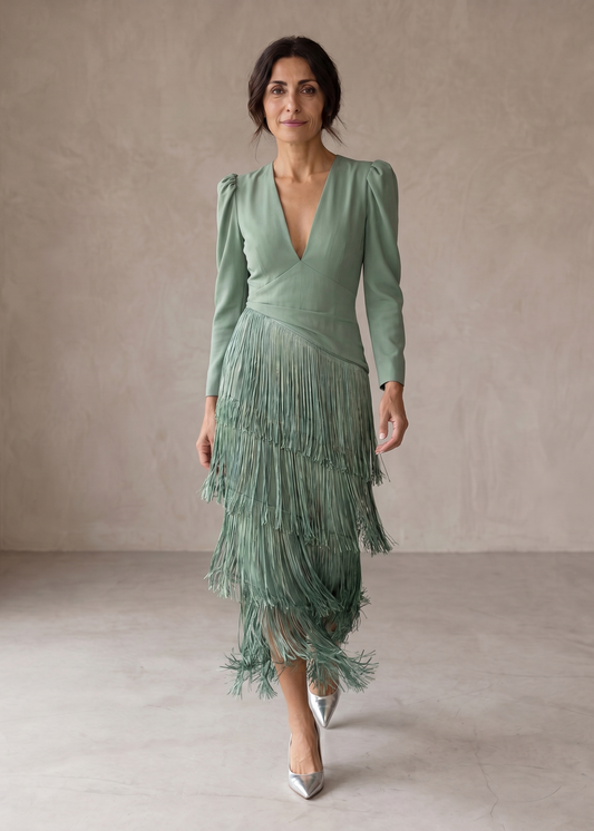Chiara | Vestido Elegante con Mangas de Flecos