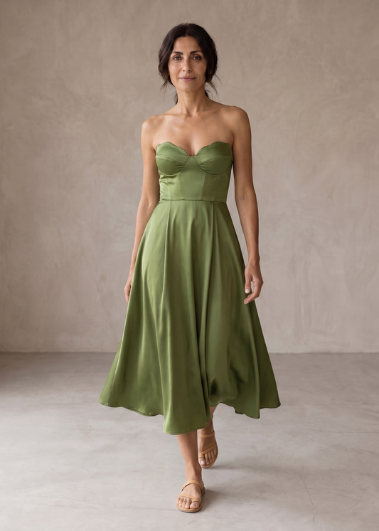 Nora | Vestido Midi Elegante Sin Tirantes
