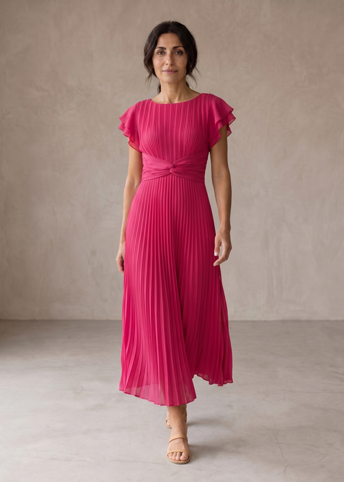 Serafina | Vestido Maxi Elegante Plisado con Cintura Anudada