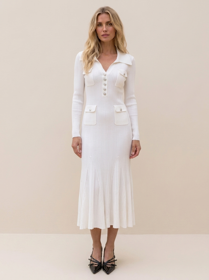 Valentina - Elegante vestido de manga larga acanalado