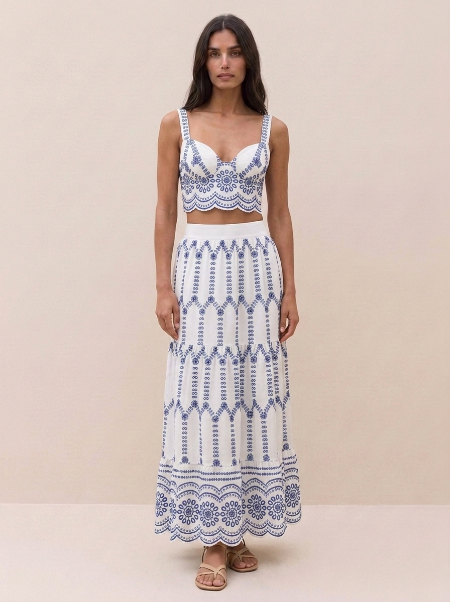 Victoria - Conjunto falda estampada con cordón