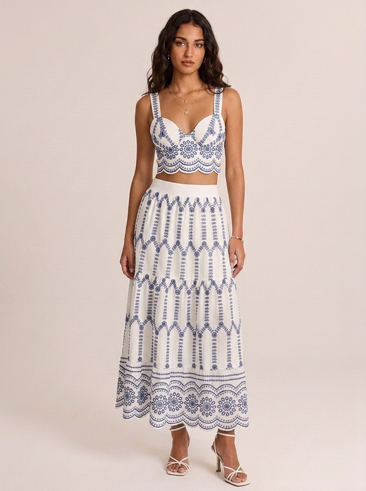 VICTORIA - Conjunto falda estampada con cordón