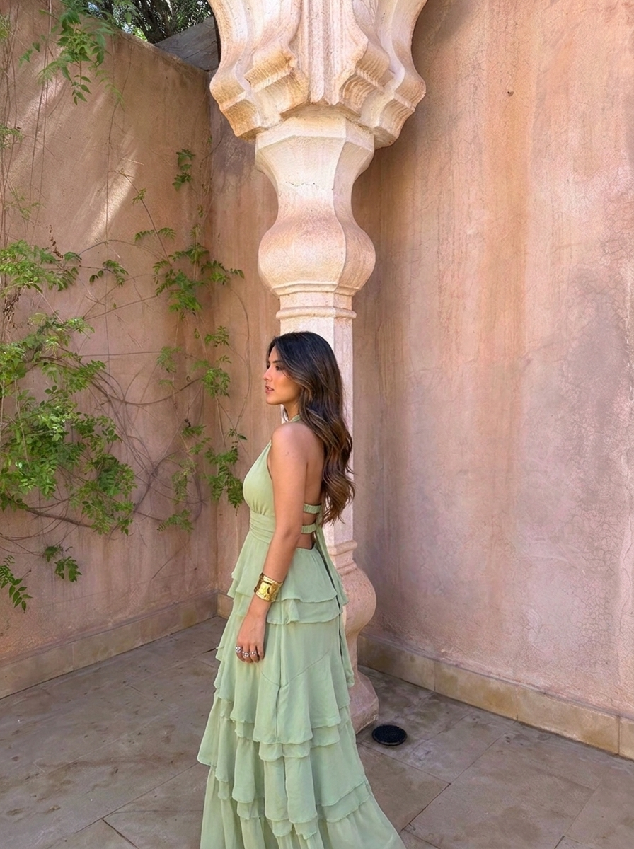 Manila - Vestido de Volantes Verde