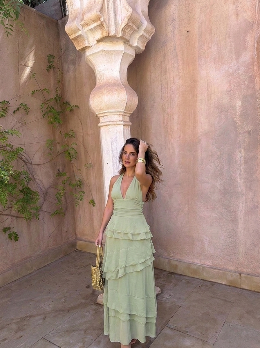 Manila - Vestido de Volantes Verde